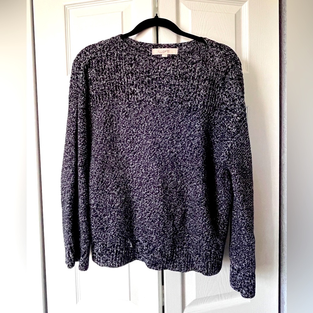 Loft navy and white knit sweater size small